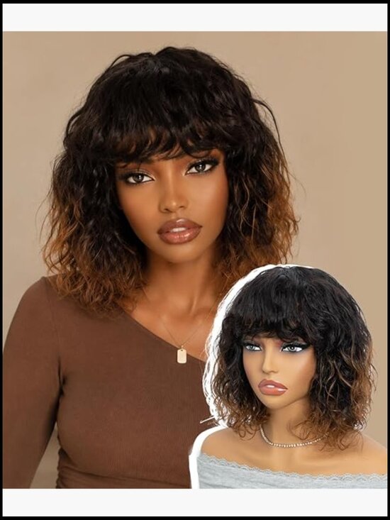 Short Curly Bob Wig Human Hair Glueless Wear and Go Chic Daily Party main image 6